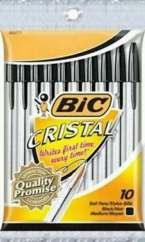 Bic Pens Cristal Ball Medium Black, Pack of 10,