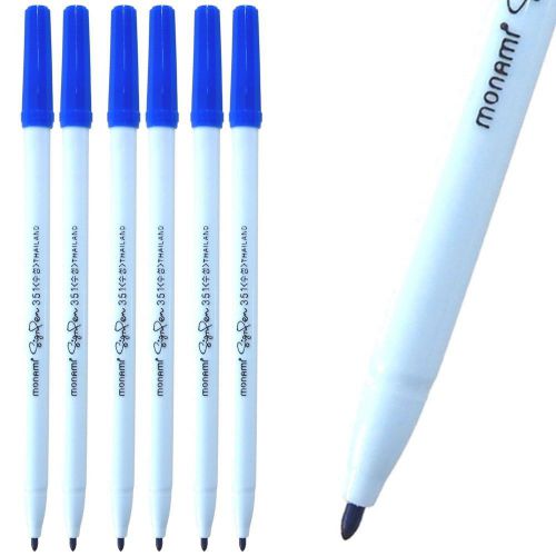 x12 MonAmi Sign Pen 351 Signature Marking Pen Marker for Office, Aqua Ink, Blue