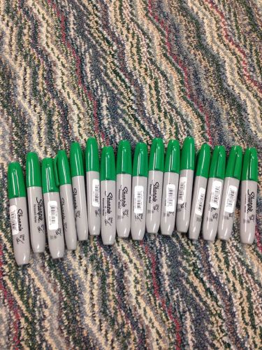 NEW GREEN SHARPIE PERMANENT MARKER CHISEL TIP 16 PC LOT