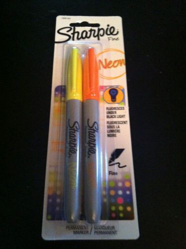 Sharpie Neon Markers ~ Yellow &amp; Orange ~ 2 Pack School Or Office Supply