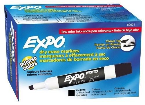 Low Odor Chisel Tip Dry Erase Markers 12 Black MLM Network Marketing Multi Level