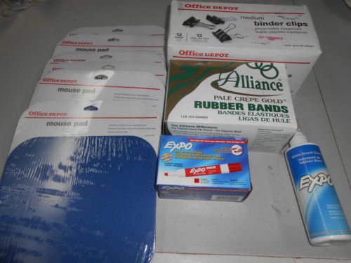 New office supplies: board cleaner, dry markers, mouse pads, binders, etc. for sale