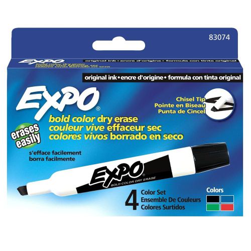 Expo Dry Erase Marker, Chisel, 4 Color Set (Expo 83074) - 1 Set Each