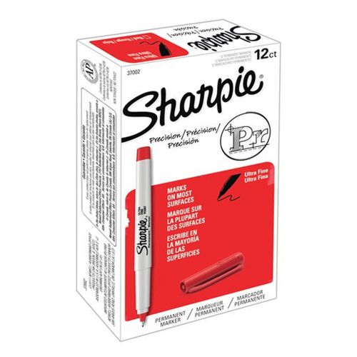 Sharpie permanent marker pen ultra fine tip red 1 box for sale