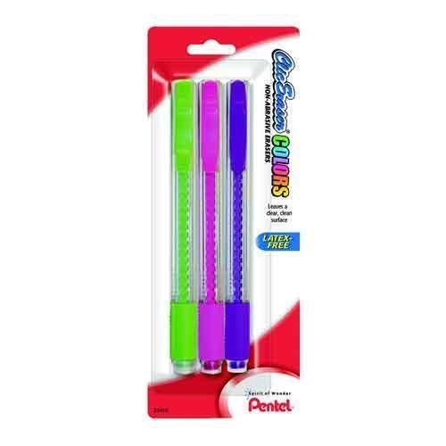 Pentel Clic Eraser Colors Assorted 3 Count