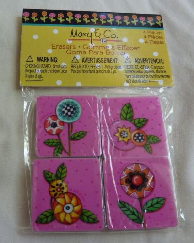 Mary &amp; Co. Engelbreit 4-pack erasers, flowers with pink background by Studio 18
