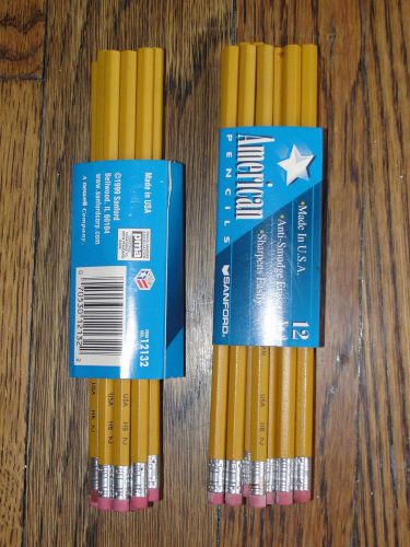 American #2 Pencils 23 count 2 Boxes 1 @ 12 Count 1 @ 11 Count PMA Cert NEW Wood