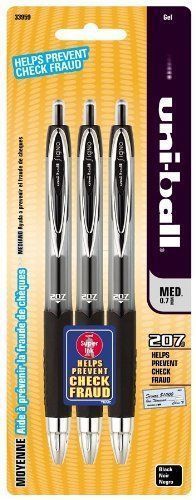 lot 2 uni-ball 207 Retractable Medium Point Gel Pens 6 Black blue red Pens 33958