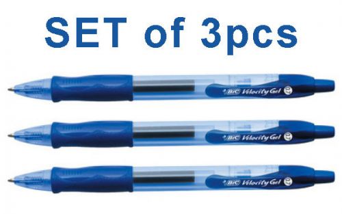 Bic velocity rollerball gel pen 0.7mm blue (pack of 3 pens) for sale