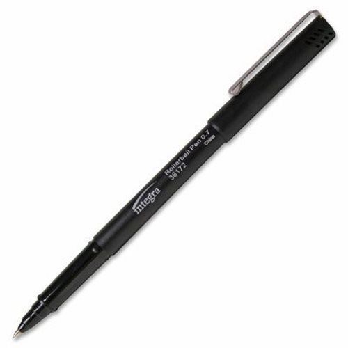 Integra Rollerball Pen,w/ Metal Clip,.7mm Point,Black Barrel/Ink (ITA36172)