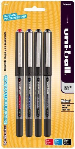 Uni-ball Vision Micro Rollerball Pen - Assorted Ink - 4 / Pack (60347PP_35)