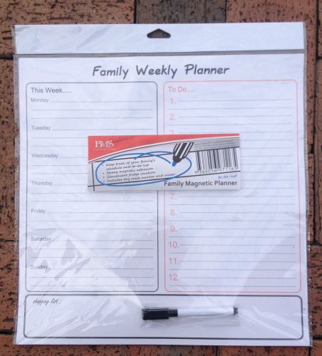 MAGNETIC FAMILY WEEKLY PLANNER with Marker &amp; Eraser New &amp; Sealed