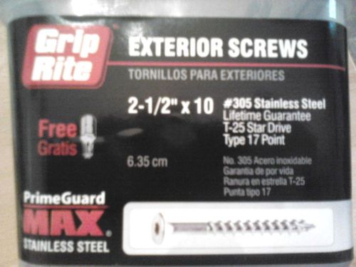 2 1/2&#034; x 10 stainless steel, #305, t-25 star drive, type 17 point, 5 lb. for sale