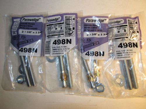 8x cobra parawedge 3/8&#034; x 3-3/4&#034; concrete anchors (4 packs of 2 each) 498n for sale