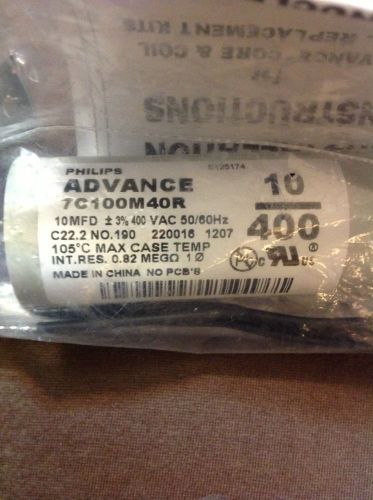 Philips advance 7c100m40r dry-film hid capacitor,10 uf,400v,round for sale