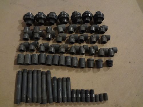 MIXED LOT OF (62) 1/4&#034; PIPE &amp;  FITTINGS SCH 80 PVC (19) PIPE &amp; (43) FITTINGS