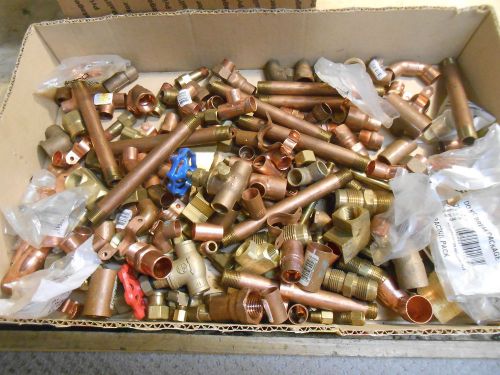 L1163- Lot of 19+ Lbs Assorted Copper &amp; Brass Plumbing Pipe Fittings-  NEW-