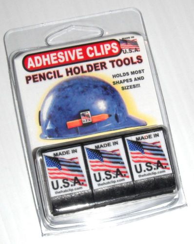 Hard hat pencil clip holders 3 pack black adhesive tools carpenter construction for sale