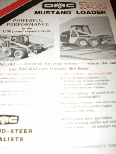 OMC Mustang 342 Mustang Loaders Sales Brochure &amp; Comparison Book 2 items