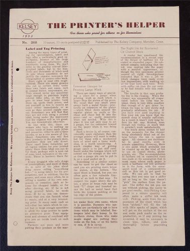 VINTAGE ORIGINAL1953 THE PRINTER&#039;S HELPER ISSUE 268 KELSEY CO PRINTING PRESS (b