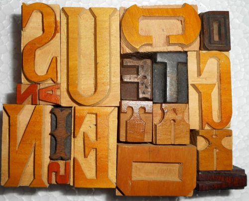 Vintage letterpress letter wood type printers block lot of 18 collection  b831 for sale