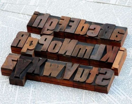 A-Z mix alphabet 2.13&#034; letterpress wooden printing blocks wood type font vintage
