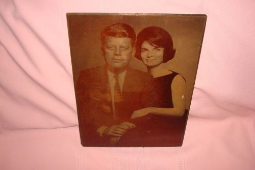 VTG ONE OF A KIND COPPER PRINTING PLATE JOHN F. KENNEDY, JACKIE KENNEDY GD CON