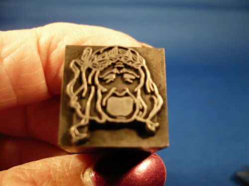 letterpress printer&#039;s ornament/dingbat/block GIRL OPEN MOUTH FOUNDRY KEYSTONE 48