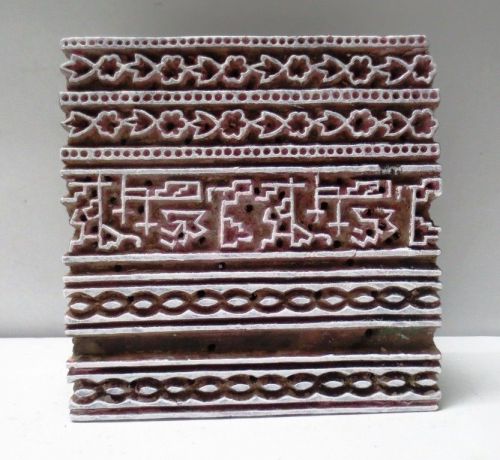 INDIAN WOODEN HAND CARVED TEXTILE PRINTING ON FABRIC BLOCK STAMP CERAMIC POTTERY