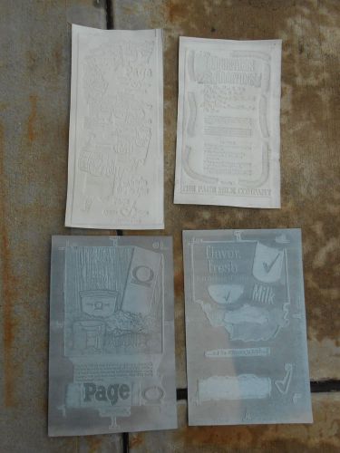 Vintage 4 Newspaper Printing Plates &#034;Page&#034; The Page Milk Co.-RARE