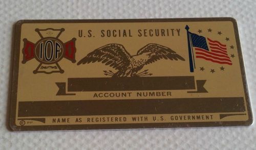 Vintage Social Security Card Metal Foresters I.O.F. &amp; U.S. Flag