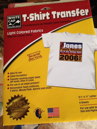 Light colors inkjet iron on heat transfer paper light 1000 ea 8.5x11 new unopen for sale