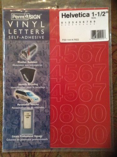 Vinyl Lettering 1 1/2&#034; Red Helvetica Numbers