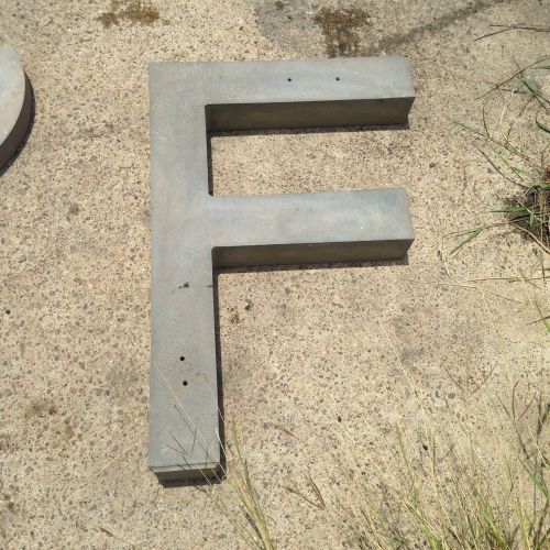 &#034; F &#034; Block Style Metal Letter 30 in L 22 in W Sign Statue Art Stamp unfinished