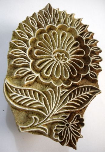 New wooden flower designe printing block tattoo heena mendhi sari christmas gift for sale