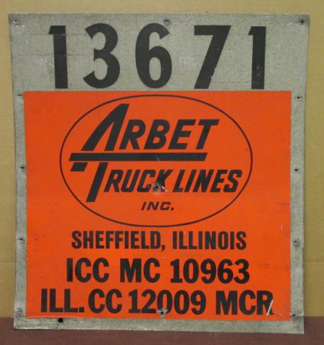 Used Arbet Truck Lines Inc Chicago, IL. Semi Trailer Sign 2-Sided  24in x 26in