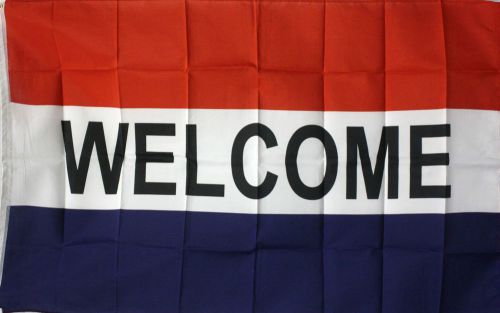 New welcome flag banner 3 x 5 ft sign with 2 brass grommets for sale