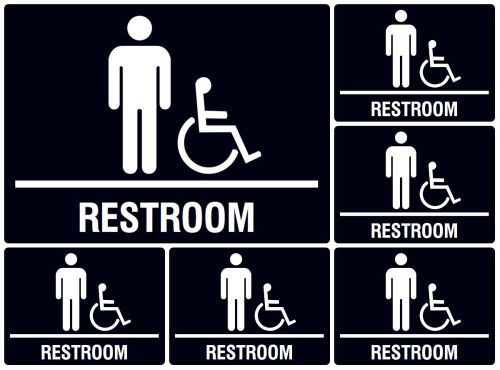 US Made Set Of 6 Men Restroom / Bathroom Boys Room Wheelchair Accessible Access