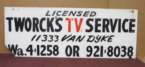 Vintage Double-Sided Tworck&#039;s TV Service Bussiness Advertisement Sign WA OR