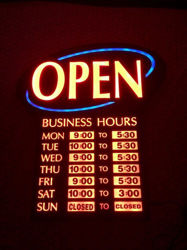 NEWON Shatterproof Ultra Bright LED OPEN Sign w/Lighted Digital Business Hours