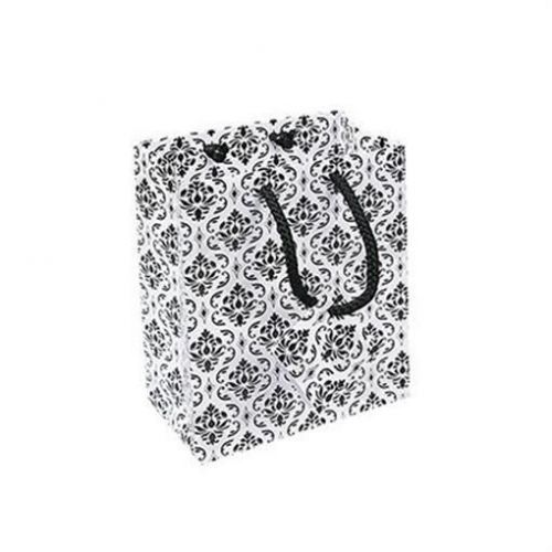 Damask Print White/Black Gift Bags 4x4&#034; 50 pcs