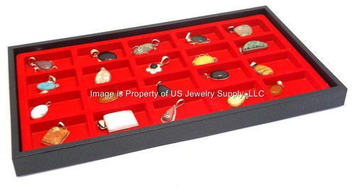 2 Black Trays 20 Space Red Jewelry Pin Brooch Medals Display