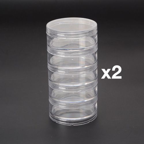 2x Caddy Stackable Beads Display Storage Container Box Case 5 Tier 70x135mm NEW
