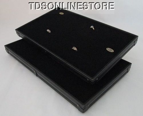 Black aluminum 144 ring display trays with black velvet inserts 2 pack for sale