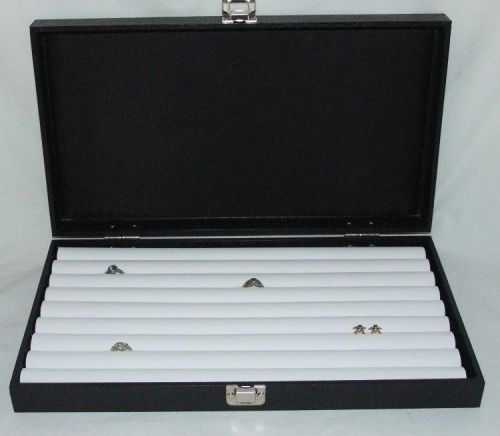 NEW 8 ROW TUFTED RING TRAVELING JEWELRY DISPLAY FOR 110+ RINGS WHITE