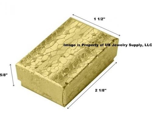100 small gold cotton fill jewelry packaging gift boxes 2 1/8&#034; x 1 1/2&#034; x 5/8&#034; for sale