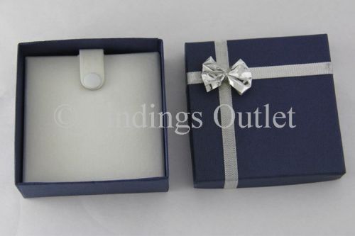 Linen Bow Tie Blue Bangle With Snap Gift Boxes With Flocked Foam Insert 1 Dozen