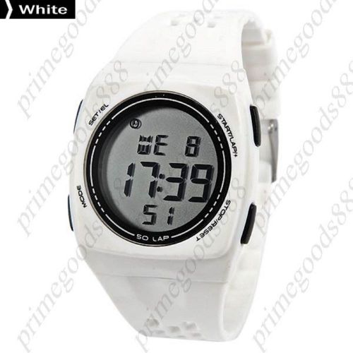 Sport square digital lcd wrist wristwatch silica gel band sports unisex white for sale