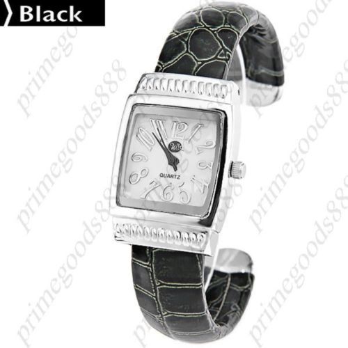 Square Bracelet Bangle Lady Ladies Analog Quartz Wristwatch Women&#039;s Black