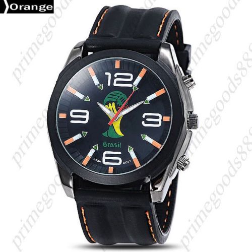 Brazilian World Cup 2014 Brazil Silica Gel Wristwatch Quartz Analog Men&#039;s Orange